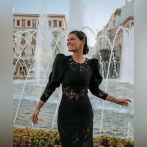 H&M Black Lace Trimmed Dress